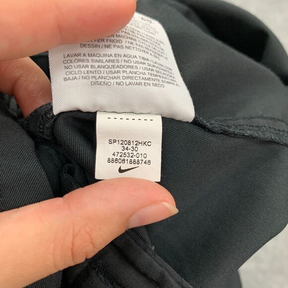 Nike Golf Pant Mens 34 Black Flat Front Dri Fit Stretch Tech Performance Chino - Picture 12 of 15